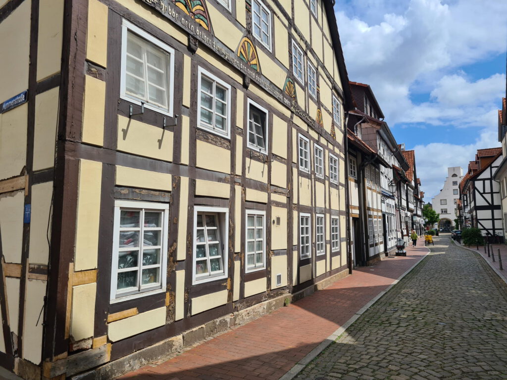 Straße mit Fachwerkhäusern in Hameln